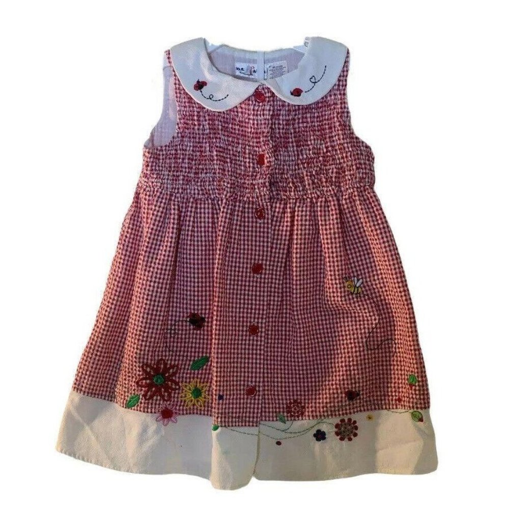 BT Kids Dress 24 Months Red White Gingham Lady Bug